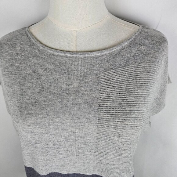 Lafayette 148 New York Colorblock Grey Knit Top Textured Small Sleeveless Luxury - Picture 6 of 10
